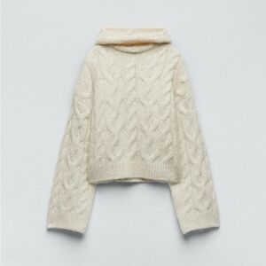 Zara hooded cable-knit sweater